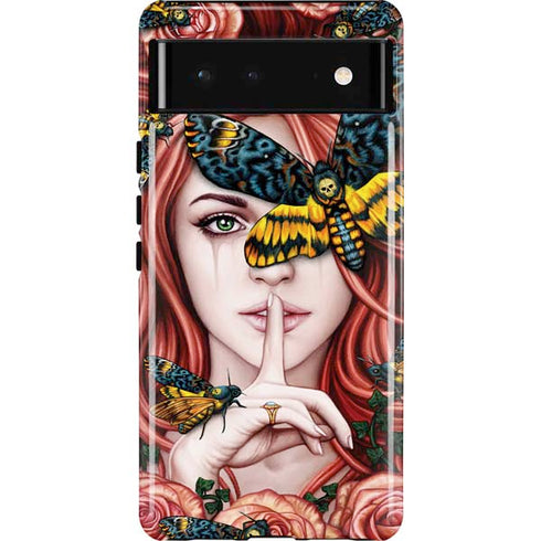 Gothic Woman and Death Moth Butterflies by Sarah Richter Pixel Cases